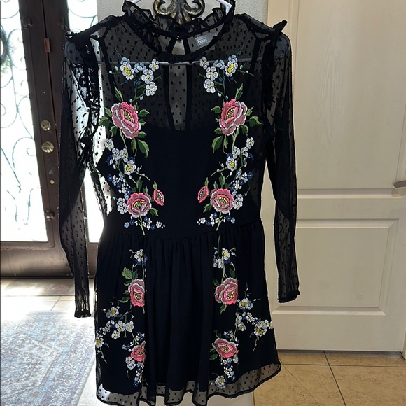 ASOS Black Sheer Polka Dot Dress - Picture 1 of 5